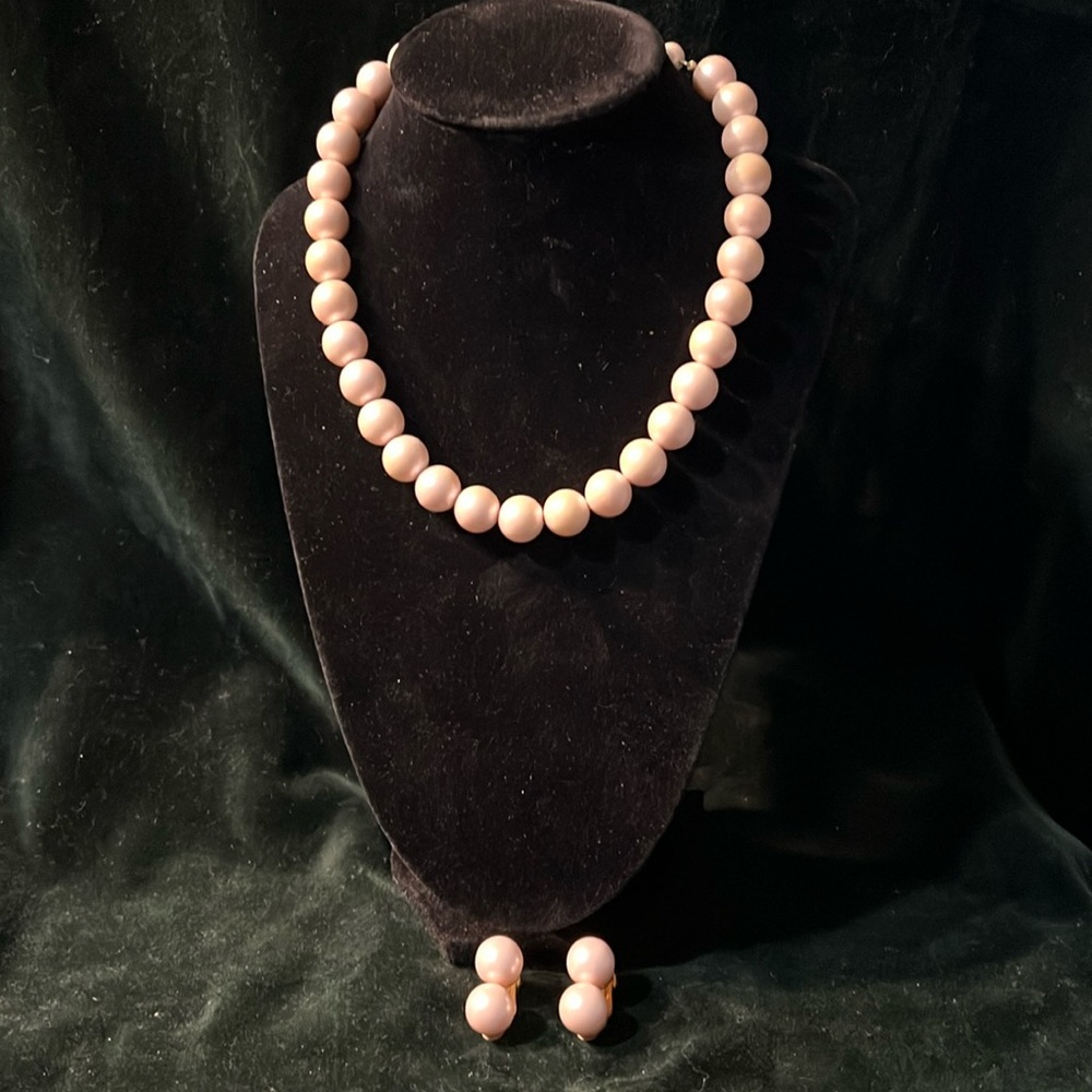Marvella faux pink pearls and earrings